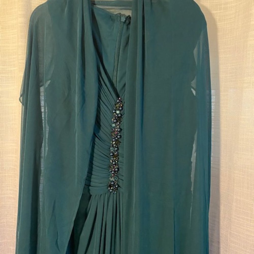 Adrianna Papell draped ruched bodice long dress